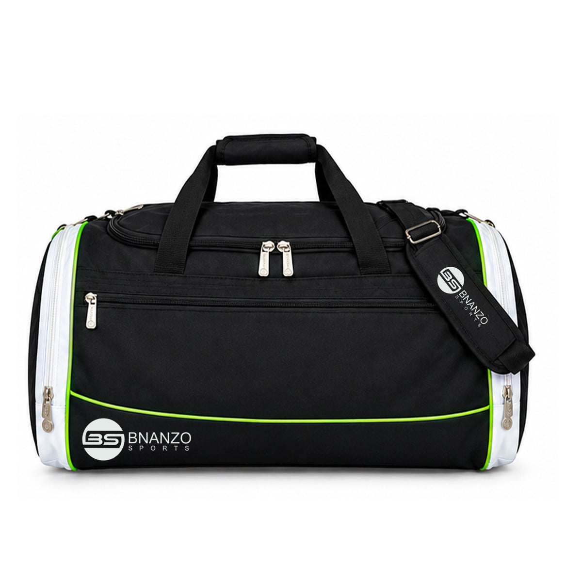Large Gym Duffel Bag with Shoe Compartments – Black & Neon Green