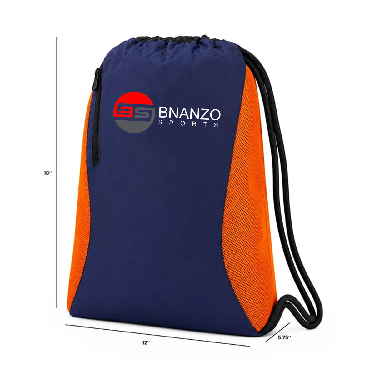 BNANZO Sports Motion Drawstring Gym Bag – Navy Blue & Orange