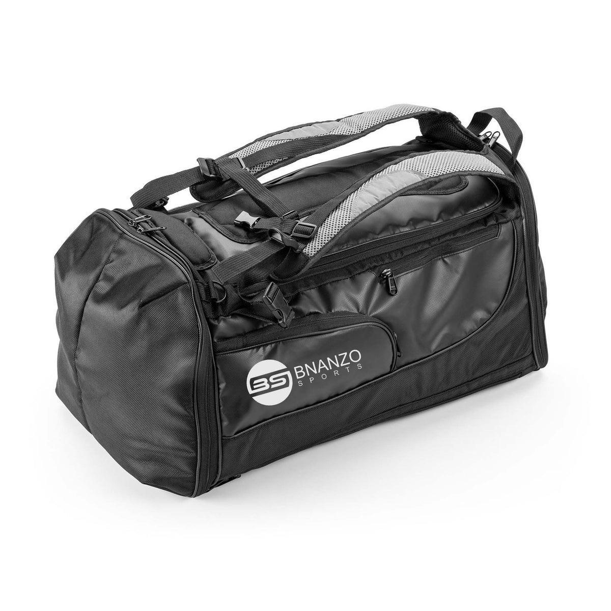 Black Convertible Gym Duffel Backpack with Shoe Compartment