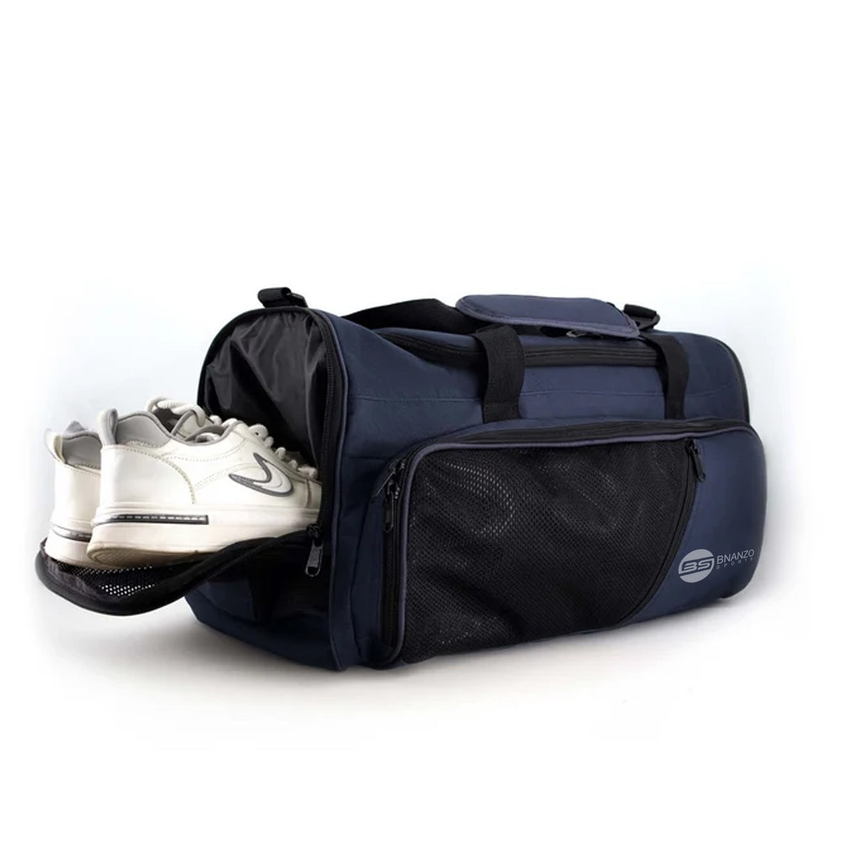 40L Gym Duffel Bag with Shoe Compartment – Navy Blue | BNANZO Sports