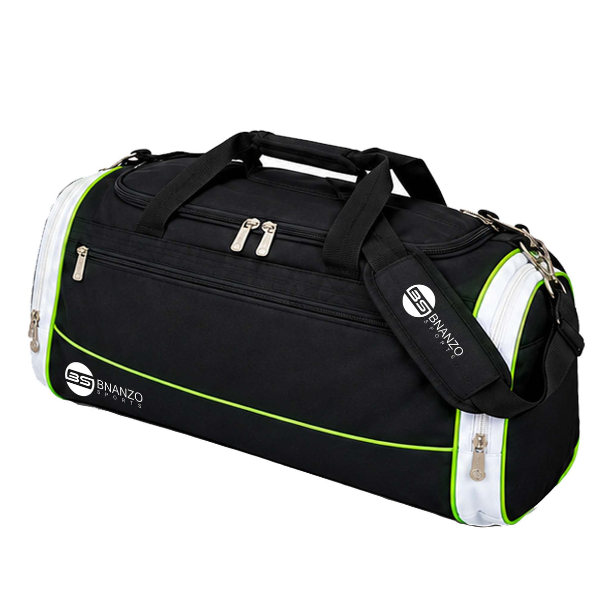 Large Gym Duffel Bag with Shoe Compartments – Black & Neon Green