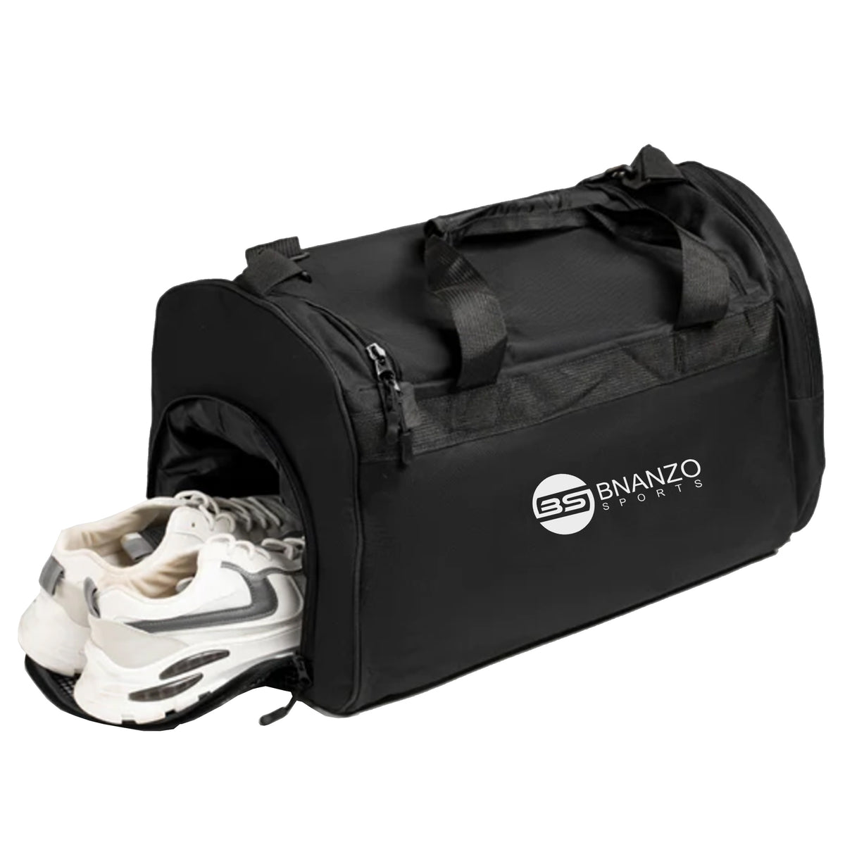 BNANZO Sports Adventure ProTrek Gym Duffel Bag – Black with Shoe Compartment