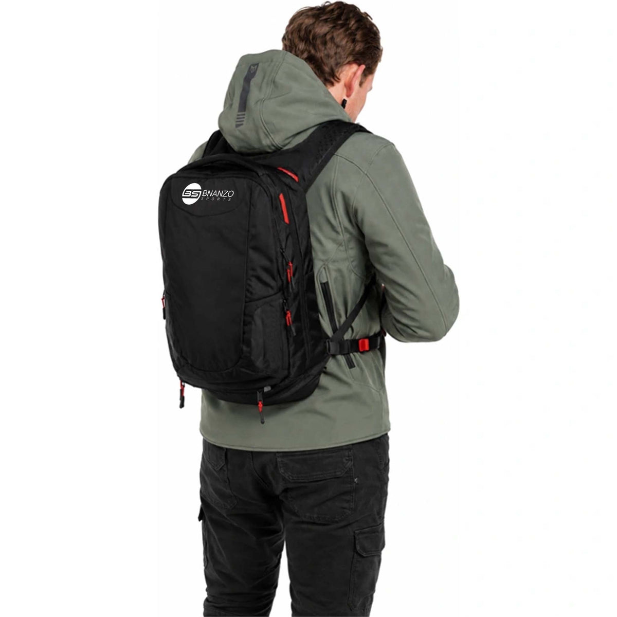 BNANZO MotoFlex Motorcycle Backpack – Black & Red