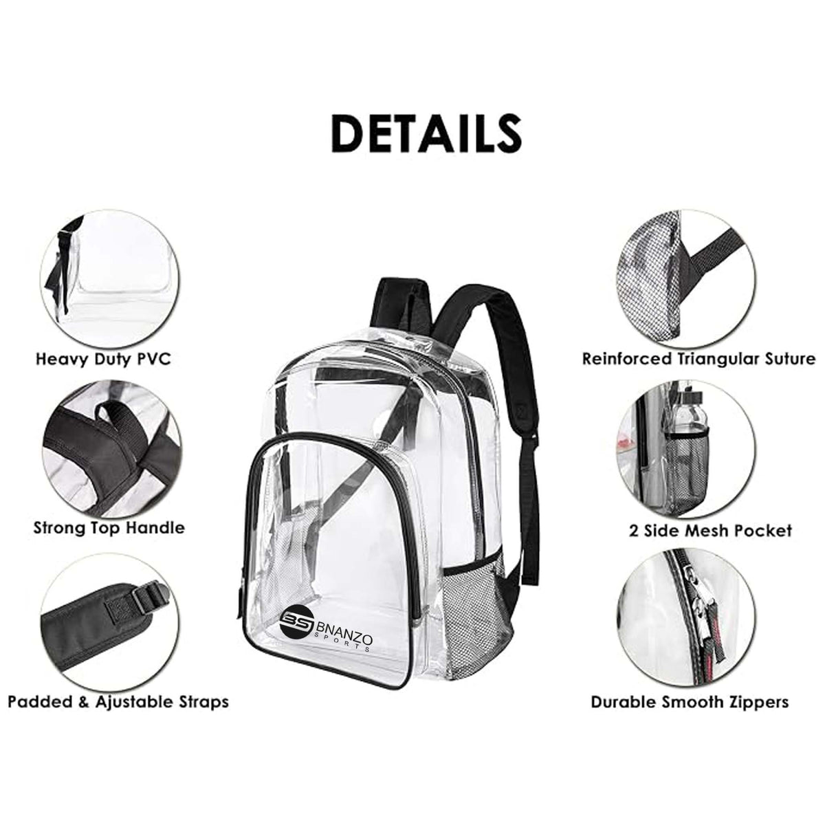 BNANZO ClearView 18.8L Transparent School Backpack