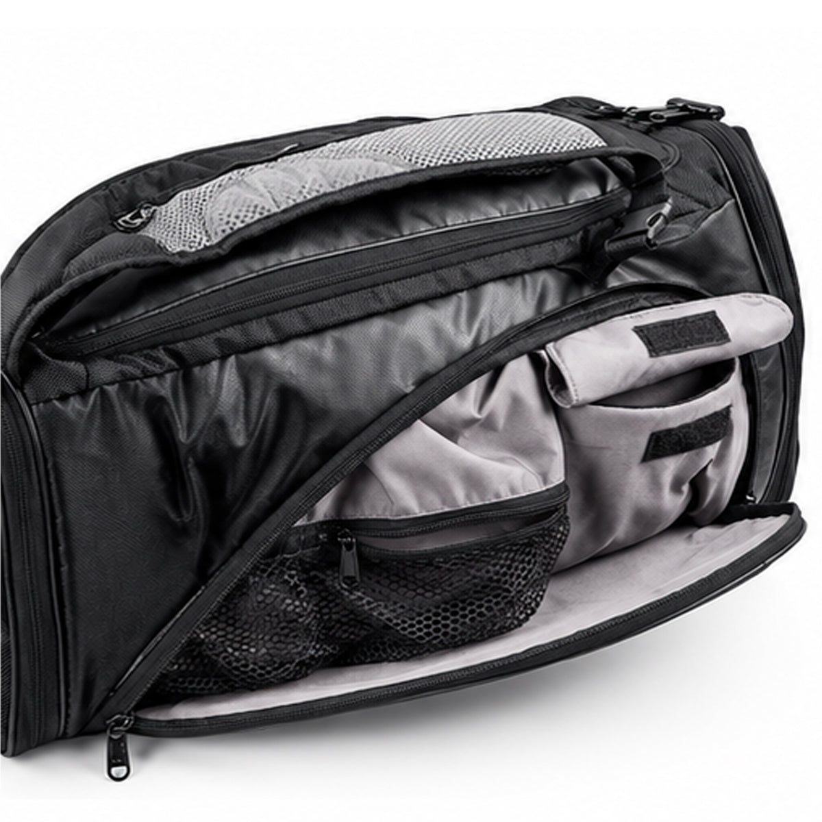 Black Convertible Gym Duffel Backpack with Shoe Compartment