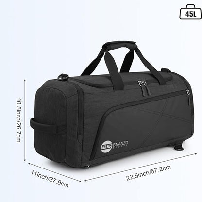 45L Gym Duffel Bag with Shoe Compartment – 3-in-1 Travel Backpack