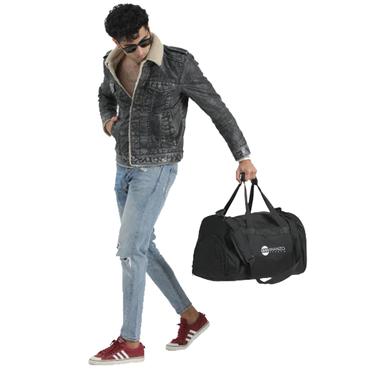 BNANZO Sports Adventure ProTrek Gym Duffel Bag – Black with Shoe Compartment