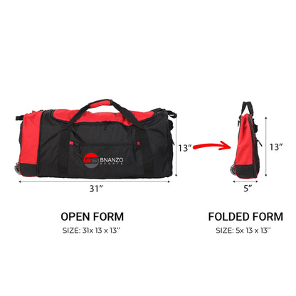 BNANZO Sports 86L Expandable Rolling Duffel Bag – Foldable Travel Bag with Wheels