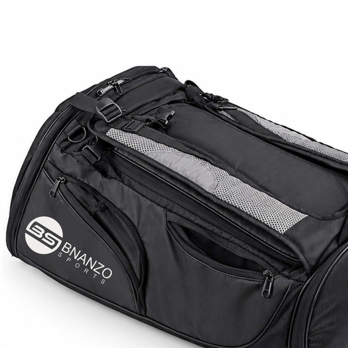 Black Convertible Gym Duffel Backpack with Shoe Compartment
