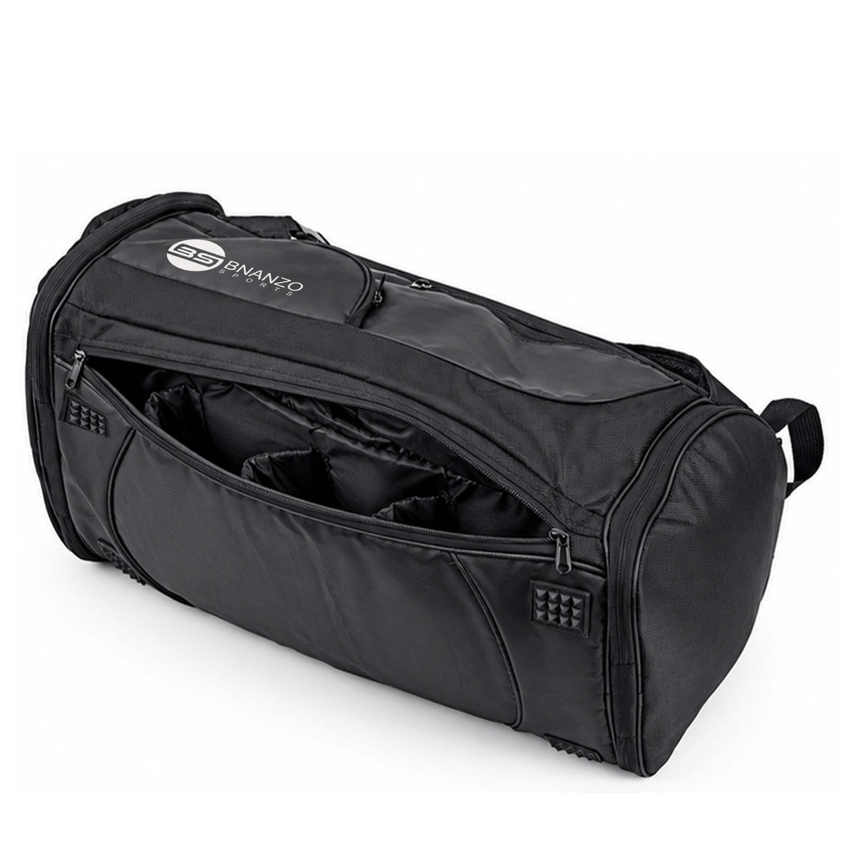 Black Convertible Gym Duffel Backpack with Shoe Compartment